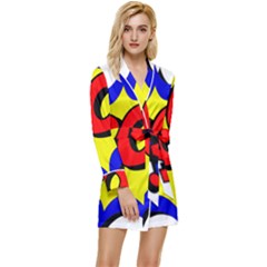 Kapow-comic-comic-book-fight Long Sleeve Satin Robe by 99art