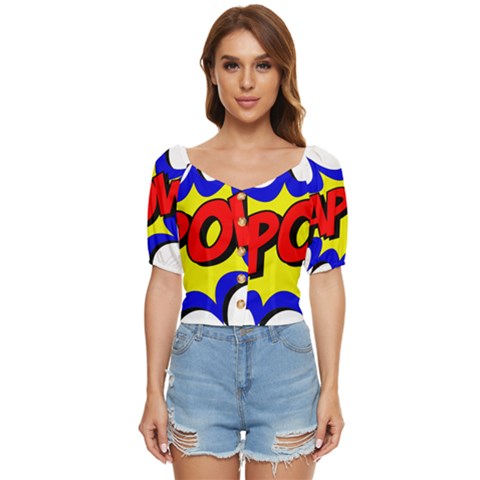 Kapow-comic-comic-book-fight Button Up Blouse by 99art