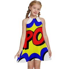 Kapow-comic-comic-book-fight Kids  Halter Collar Waist Tie Chiffon Dress by 99art