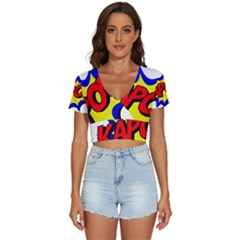 Kapow-comic-comic-book-fight V-neck Crop Top by 99art