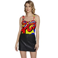 Kapow-comic-comic-book-fight Flowy Camisole Tie Up Top by 99art