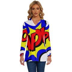 Kapow-comic-comic-book-fight Long Sleeve Drawstring Hooded Top by 99art