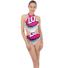 Lol-acronym-laugh-out-loud-laughing Halter Side Cut Swimsuit