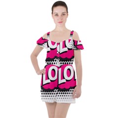 Lol-acronym-laugh-out-loud-laughing Ruffle Cut Out Chiffon Playsuit