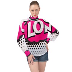 Lol-acronym-laugh-out-loud-laughing High Neck Long Sleeve Chiffon Top