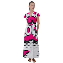 Lol-acronym-laugh-out-loud-laughing Flutter Sleeve Maxi Dress