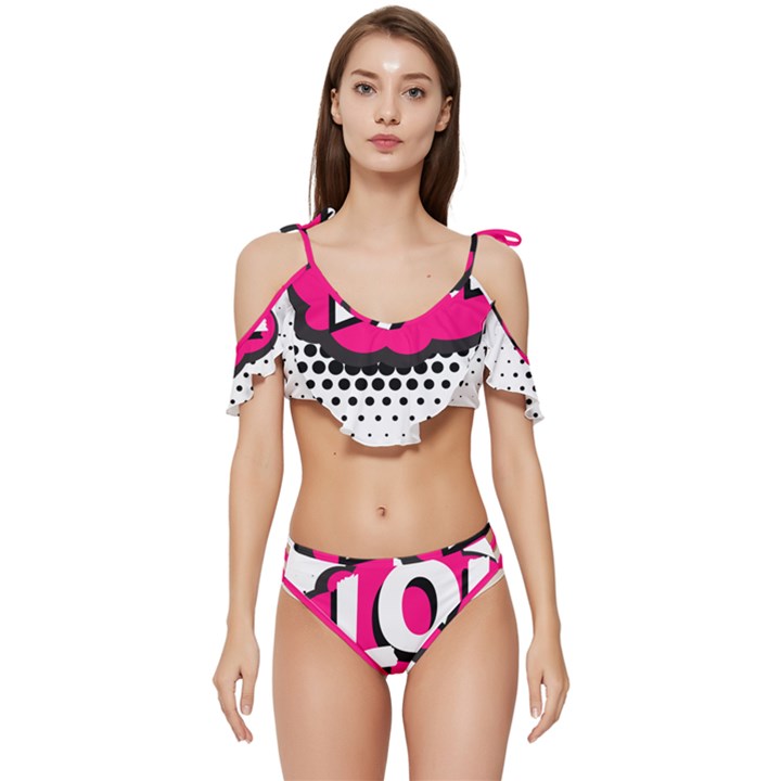 Lol-acronym-laugh-out-loud-laughing Ruffle Edge Tie Up Bikini Set	