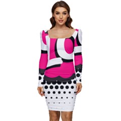 Lol-acronym-laugh-out-loud-laughing Women Long Sleeve Ruched Stretch Jersey Dress