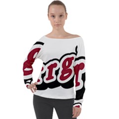 Comic-text-frustration-bother Off Shoulder Long Sleeve Velour Top by 99art