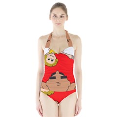 Comic-characters-grandfather Halter Swimsuit by 99art