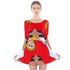 Comic-characters-grandfather Long Sleeve Velvet Skater Dress by 99art