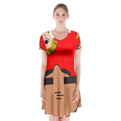 Comic-characters-grandfather Short Sleeve V-neck Flare Dress