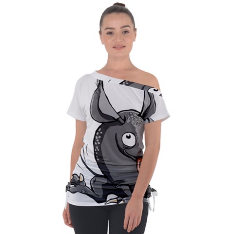 Animal-armadillo-armored-ball- Off Shoulder Tie-up Tee by 99art