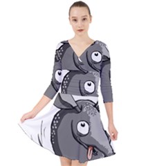 Animal-armadillo-armored-ball- Quarter Sleeve Front Wrap Dress