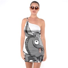 Animal-armadillo-armored-ball- One Shoulder Ring Trim Bodycon Dress by 99art