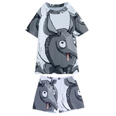 Animal-armadillo-armored-ball- Kids  Swim Tee And Shorts Set by 99art