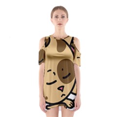 Cat-cartoon-pet-kitten-character Shoulder Cutout One Piece Dress by 99art