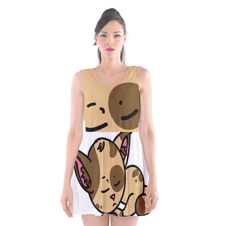 Cat-cartoon-pet-kitten-character Scoop Neck Skater Dress