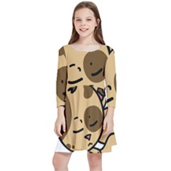 Cat-cartoon-pet-kitten-character Kids  Quarter Sleeve Skater Dress by 99art