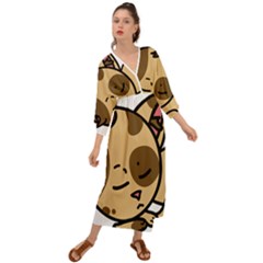 Cat-cartoon-pet-kitten-character Grecian Style  Maxi Dress by 99art