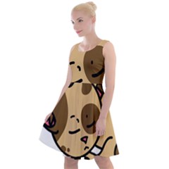 Cat-cartoon-pet-kitten-character Knee Length Skater Dress by 99art