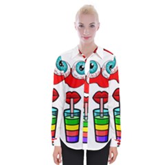 Animation-eyes-cartoon-cute-comic Womens Long Sleeve Shirt