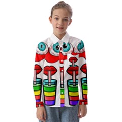 Animation-eyes-cartoon-cute-comic Kids  Long Sleeve Shirt by 99art