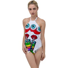 Animation-eyes-cartoon-cute-comic Go With The Flow One Piece Swimsuit by 99art