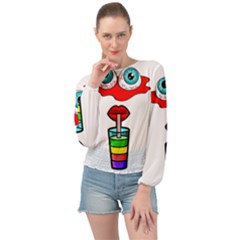 Animation-eyes-cartoon-cute-comic Banded Bottom Chiffon Top by 99art