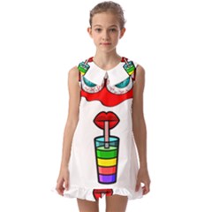 Animation-eyes-cartoon-cute-comic Kids  Pilgrim Collar Ruffle Hem Dress by 99art