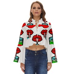 Animation-eyes-cartoon-cute-comic Boho Long Bell Sleeve Top by 99art