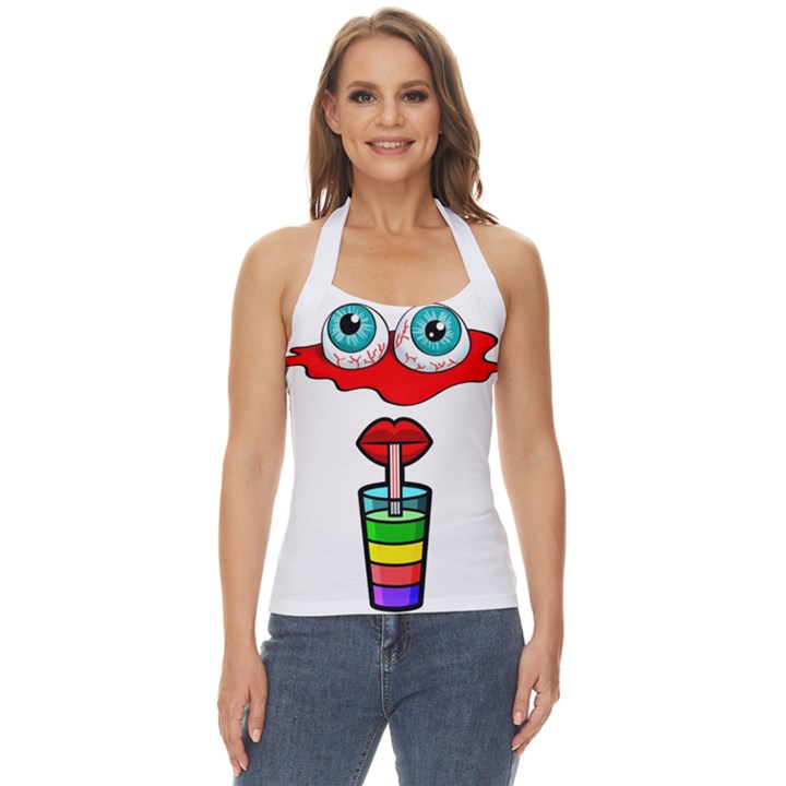 Animation-eyes-cartoon-cute-comic Basic Halter Top