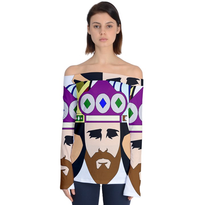 Comic-characters-eastern-magi-sages Off Shoulder Long Sleeve Top