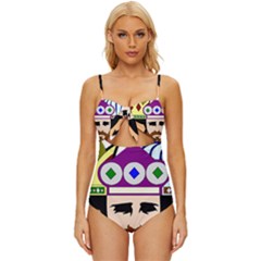 Comic-characters-eastern-magi-sages Knot Front One-piece Swimsuit by 99art