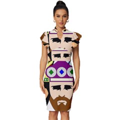 Comic-characters-eastern-magi-sages Vintage Frill Sleeve V-neck Bodycon Dress by 99art