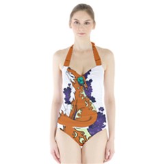 Fuchs-comic-music-wild-animal-cute Halter Swimsuit by 99art