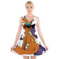 Fuchs-comic-music-wild-animal-cute V-neck Sleeveless Dress by 99art