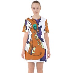 Fuchs-comic-music-wild-animal-cute Sixties Short Sleeve Mini Dress by 99art