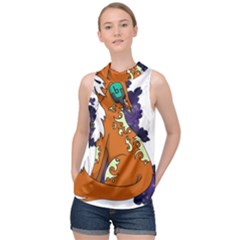 Fuchs-comic-music-wild-animal-cute High Neck Satin Top by 99art