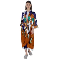 Fuchs-comic-music-wild-animal-cute Maxi Satin Kimono by 99art