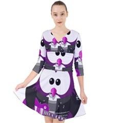 Bird-music-animation-animal Quarter Sleeve Front Wrap Dress by 99art