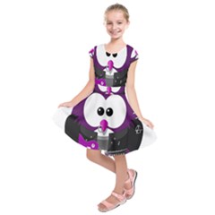 Bird-music-animation-animal Kids  Short Sleeve Dress by 99art