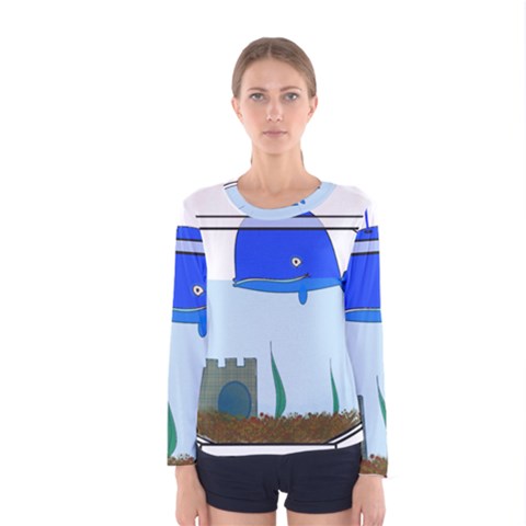 Wal-fish-small-world-lake-sea Women s Long Sleeve Tee by 99art