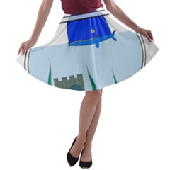 Wal-fish-small-world-lake-sea A-line Skater Skirt by 99art