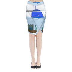 Wal-fish-small-world-lake-sea Midi Wrap Pencil Skirt by 99art