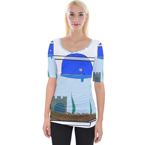 Wal-fish-small-world-lake-sea Wide Neckline Tee by 99art