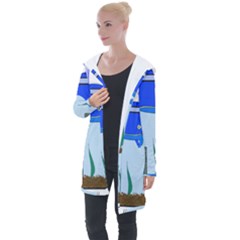 Wal-fish-small-world-lake-sea Longline Hooded Cardigan by 99art