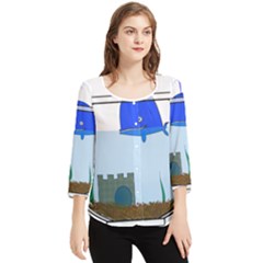 Wal-fish-small-world-lake-sea Chiffon Quarter Sleeve Blouse by 99art