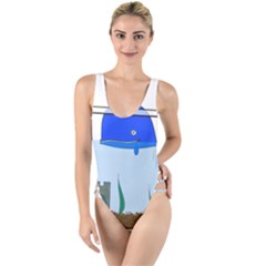 Wal-fish-small-world-lake-sea High Leg Strappy Swimsuit by 99art