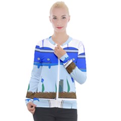 Wal-fish-small-world-lake-sea Casual Zip Up Jacket by 99art